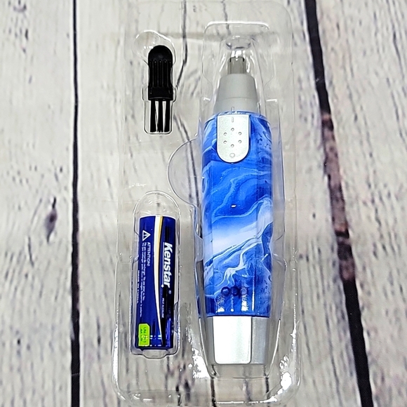 QVC Grooming Pop Sonic Nose Hair Trimmer Blue Marble Finish Nib
